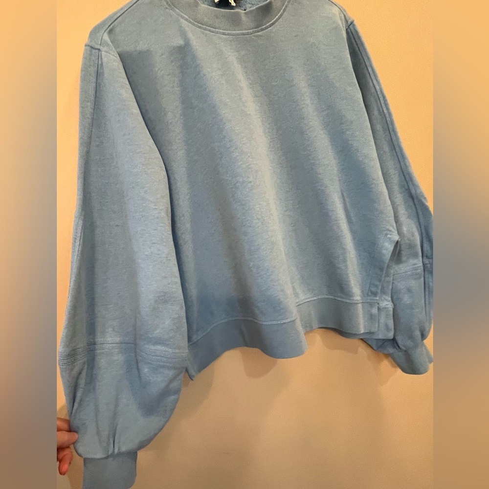 Ganni Isoli blue oversized sweatshirt side slit balloon sleeve medium - Picture 3 of 7